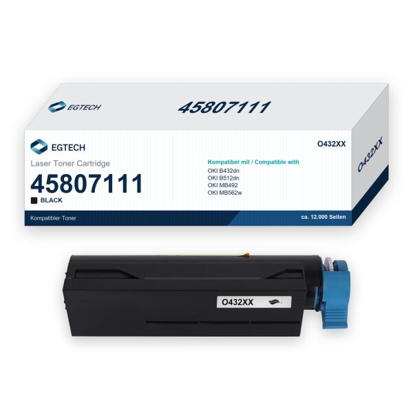 Toner kompatibel mit OKI 45807111 B432dn B512dn MB492 MB562w Schwarz