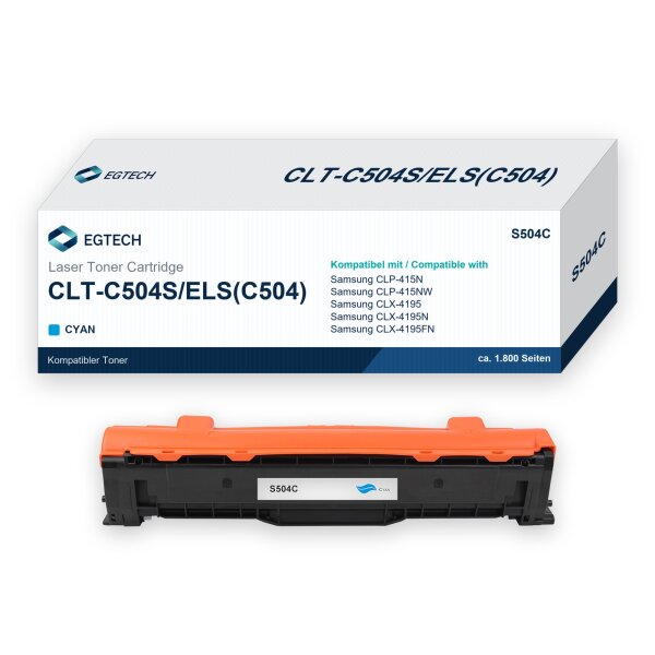 Toner kompatibel mit Samsung CLT-C504S Cyan CLP-415N CLP-415NW CLX-4195