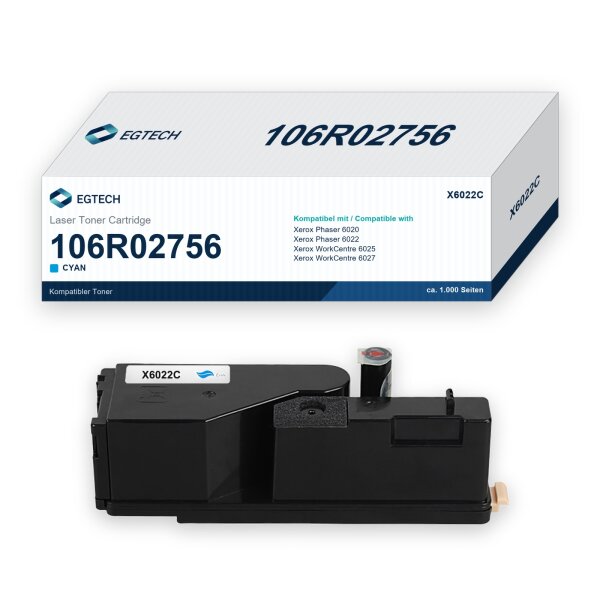 Toner kompatibel mit Xerox 106R02756 Cyan Phaser 6020 6022 WorkCentre 6025 6027
