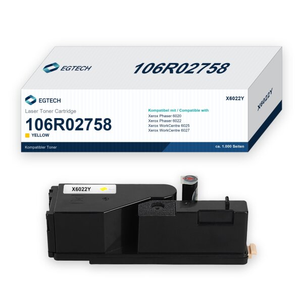 Toner kompatibel mit Xerox 106R02758 Gelb Phaser 6020 6022 WorkCentre 6025 6027