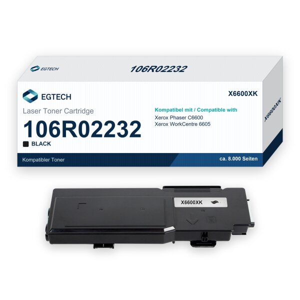 Toner kompatibel mit Xerox 106R02232 Phaser C6600 WorkCentre 6605 Schwarz