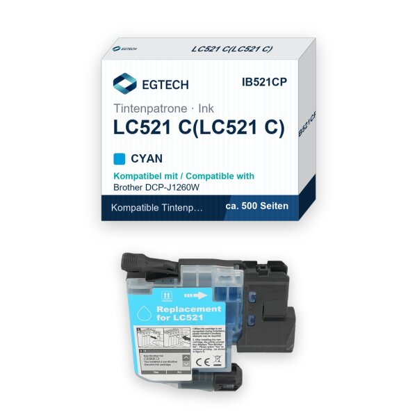 Tinte kompatibel mit Brother LC521 C Cyan DCP-J1260W DCP-J1310DW DCP-J1313DW