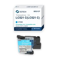 Tinte kompatibel mit Brother LC521 C Cyan DCP-J1260W...