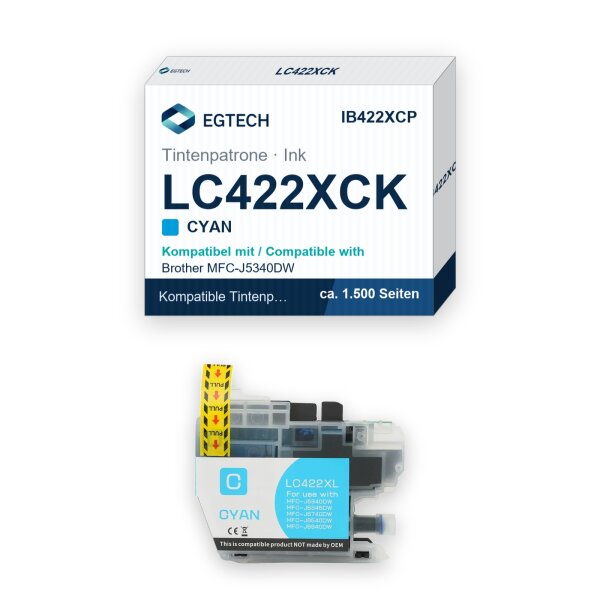 Tinte kompatibel mit Brother LC422XCK Cyan MFC-J5340DW MFC-J5345DW MFC-J5740DW