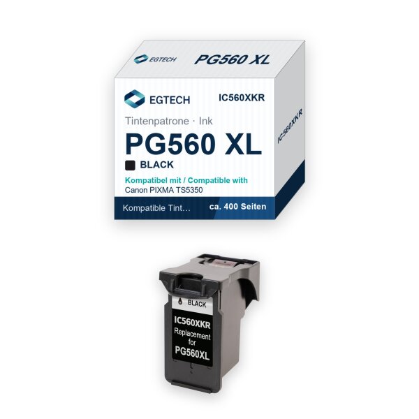 Tinte kompatibel mit Canon PG560 XL PIXMA TS5350 TS5351 TS5352 TS5353 Schwarz