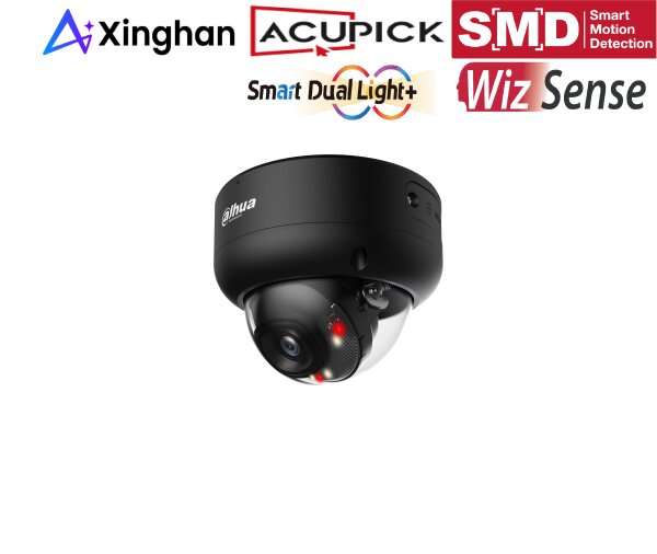 Dahua IPC-HDBW3449EP-S-IL-0280B-Black IP Dome Überwachungskamera 4MP PoE IR bis 40 m IP67 IK10 Mikrofon